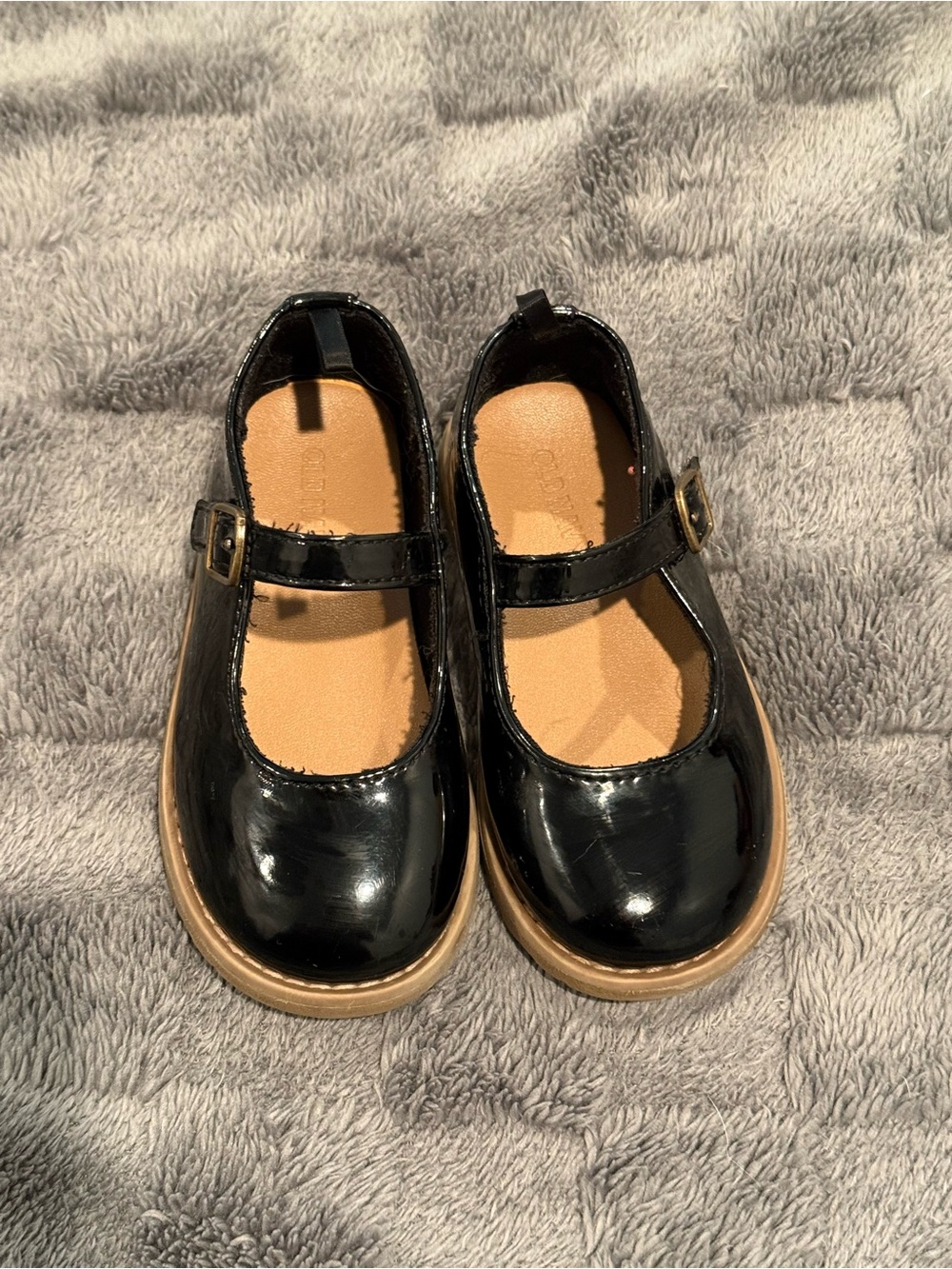 Kids Black Patent old navy Mary Jane Shoes with Tan Sole